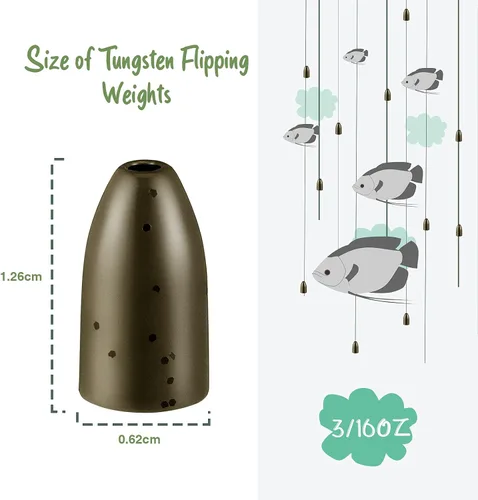 Miniatura 2 de 16 pesas de pesca de tungsteno para lubina, lanzar y voltear platina, tamaños 1/8, 1/4, 3/16 onzas, equipo de lubina