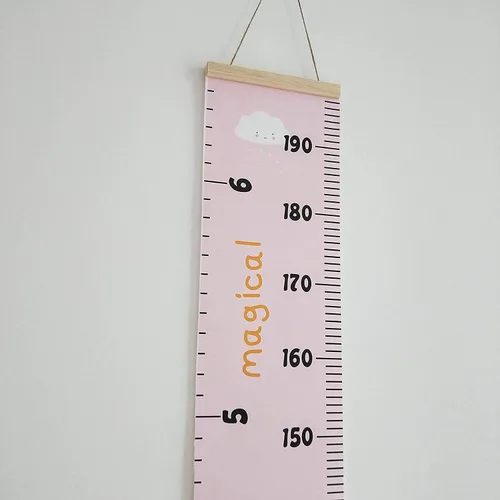 Miniatura 9 de Tabla de crecimiento para niños, marco de madera, lienzo de tela, regla de medición de altura de bebé a adulto para decoración de habitación