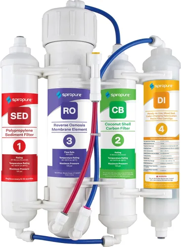 SpiroPure SP-RO400AQD 150 GPD RO DI Sistema de filtro de agua para acuarios, arrecifes; Sistema de ósmosis inversa de encimera RO de apartamento de