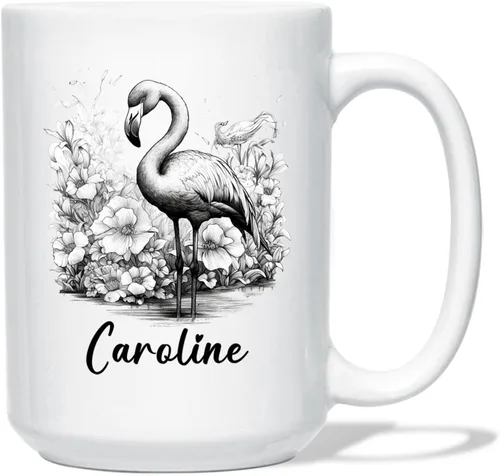 Miniatura 20 de Taza de café con nombre personalizado de oso de 11 y 15 onzas, taza de cerámica blanca con dibujo a lápiz de oso personalizado, regalo para niños