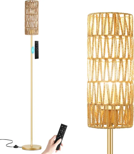 Ambimall Lámparas de pie de 64 pulgadas para sala de estar con control remoto y colores regulables continuos, temperatura y brillo, lámpara de pie