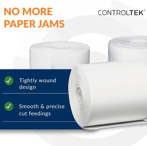 Miniatura 4 de CONTROLTEK Rollos de papel térmico para impresoras de punto de venta - 2-1/4 x 80 pies - Papel de recibo - Fácil de leer - Se adapta a la mayoría