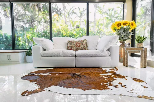 Miniatura 5 de LUXURY COWHIDES alfombra tricolor de coloración berrenda XL de 6 x 8 pies, 180 cm x 240 cm aproximadamente, de calidad superior Vientre blanco