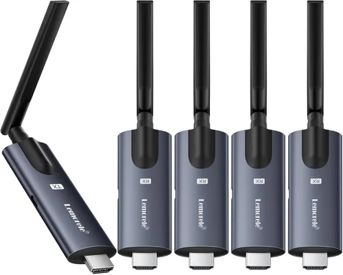 Miniatura 11 de Lemorele Transmisor y receptor HDMI inalámbrico, aleación de aluminio gris oscuro, 5 GHz hasta 656 pies, 1080P 60Hz, Plug and Play con monitor