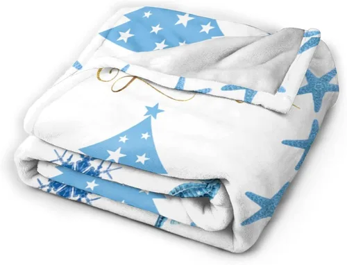 Miniatura 2 de Manta de Navidad de 50 x 40 pulgadas, diseño de caballito de mar, estrellas de mar, estrellas de mar, franela suave y cálida, regalo para adultos