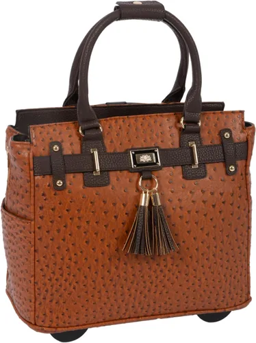 JKM & Company Bolsa con ruedas para laptop para mujer, maletín con ruedas de diseño, se adapta a portátiles de 13 a 17 pulgadas, estuche para Marrón