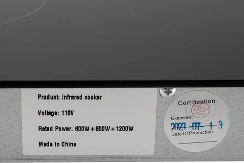 Miniatura 9 de Placa eléctrica de cerámica con 3 quemadores, estufa eléctrica de 110 V, 9 niveles de calefacción ajustables con pantalla LED, bloqueo de seguridad