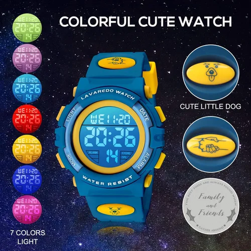 Miniatura 3 de Reloj analógico para niños, reloj para niños de 6 a 15 años, reloj digital para deportes al aire libre, multifuncional con cronógrafo LED 50 M
