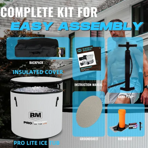 Miniatura 6 de Bañera de hielo inflable para atletas, bañera de recuperación de inmersión fría con tapa aislada, hoja de suelo de EVA, mochila, capacidad de 140