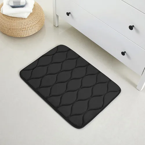 Miniatura 6 de Yafa Home Fashion 1 alfombra de baño de 17 x 24 pulgadas, espuma viscoelástica, absorbente de agua y antideslizante, color negro