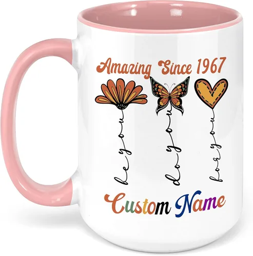 Miniatura 7 de Regalo personalizado de cumpleaños 48 para ella, mujeres, mamá, hermana, mejor amiga, abuela, taza de mariposa con nombre personalizado, taza
