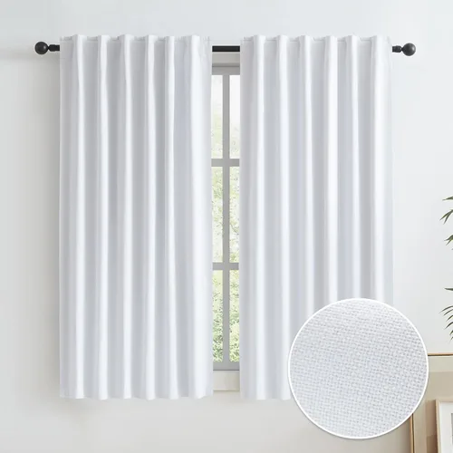 Miniatura 25 de Paneles de cortinas de ventana 100% opacas, con trabillas traseras, bolsillo para barra, gancho, cinturón, aspecto plisado, cortinas para sistema