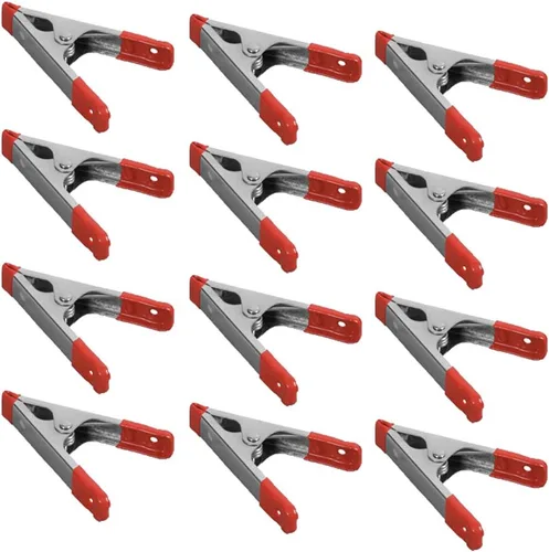 Miniatura 2 de Wideskall® Abrazaderas de resorte de metal de 4 pulgadas con mango recubierto de PVC rojo y puntas (paquete de 8)