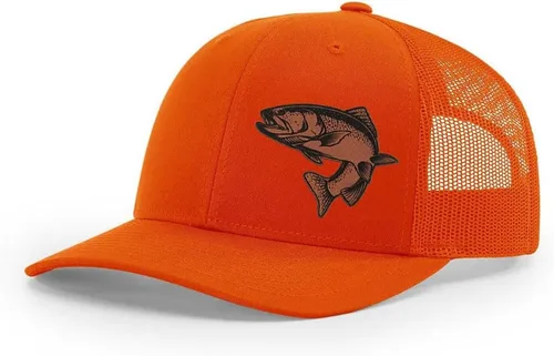 Miniatura 8 de Sombrero de pesca de trucha con parche de cuero grabado láser Richardson 112 Snapback Trucker Cap