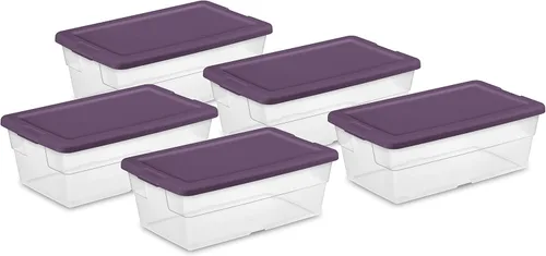 Miniatura 8 de Sterilite - Contenedores de almacenamiento apilables de 6 cuartos de galón para el hogar con asas y tapa para almacenamiento y organización