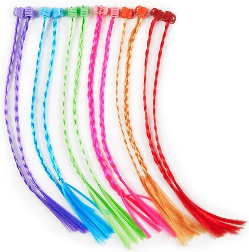Fun Express - Trenzas de nylon y colores de Neón para el cabello, diferentes colores de 11 pulgadas L (1 paquete de 12), Variados Unitalla