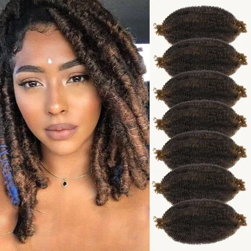 Miniatura 19 de Marley Twist - Cabello trenzado de 16 pulgadas, cabello afro trenzado elástico, paquete de 7 paquetes, cabello rizado rizado ombré, marrón Marrón