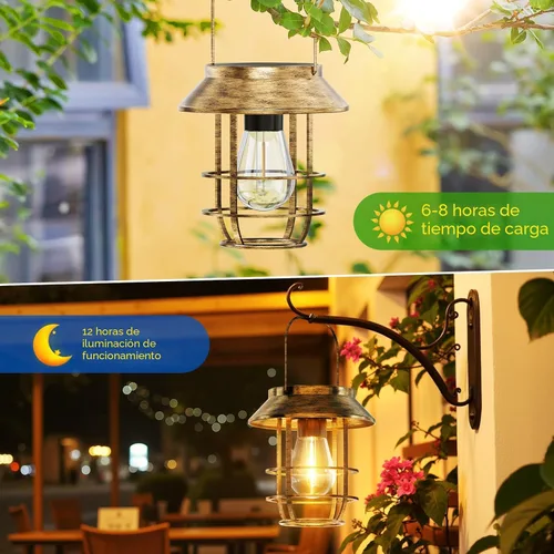 Miniatura 4 de Ahaorigin Faroles solares al aire libre impermeables, luces solares colgantes de alta luminosidad para exteriores con ganchos de pared, faroles