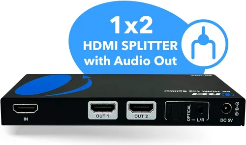 Miniatura 2 de OREI Divisor HDMI 8K 1 x 2, duplicado con extractor de audio UltraHD soporta hasta 4K @ 120Hz IR EDID HDCP 2.3 - (BK-102A) (1x2 - Salida de audio)