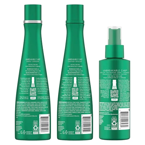 Miniatura 2 de Nexxus Champú, acondicionador y spray sin enjuague para el cuidado irrompible, paquete de 3 para cabello fino y fino con queratina, colágeno, biotina
