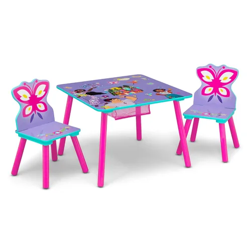 Delta Children - Juego de mesa y silla para niños Encanto de Disney con almacenamiento (2 sillas incluidas), ideal para artes y manualidades, hora