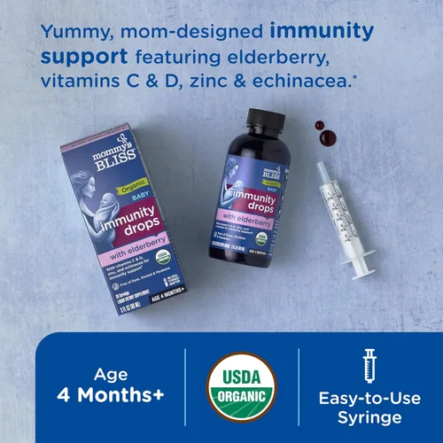Miniatura 2 de Mommy's Bliss Gotas de saúco orgánico para bebé, apoyo inmunológico con vitaminas, prebióticos, zinc y equinácea orgánica, para niños mayores de 4