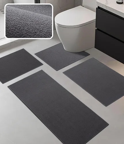 Miniatura 8 de YIHOUSE Juego de alfombras de baño 2 piezas, tapete de baño ultrafino adecuado para debajo de la puerta, tapete de baño absorbente de secado rápido