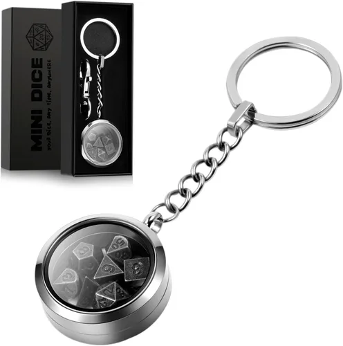 Miniatura 9 de DNDND - Mini dados metálicos DND, juego de dados metálicos pequeños de 0.236 pulgadas con Kyechain y caja de acero inoxidable y una magnífica caja