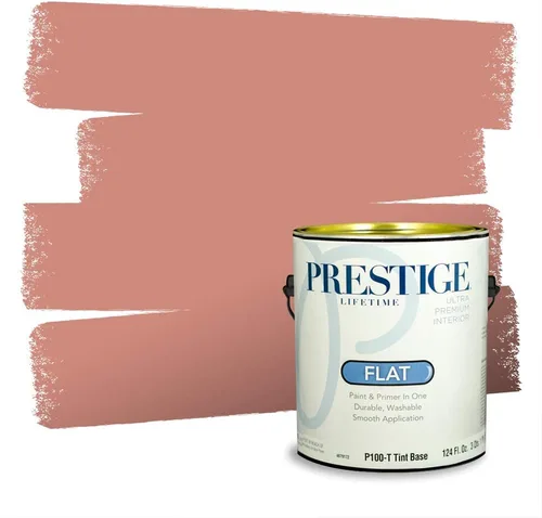 Miniatura 110 de Prestige Paints Pintura exterior e imprimación en uno, 1 galón, plano, coincidencia comparable de Valspar* Amber Rose*