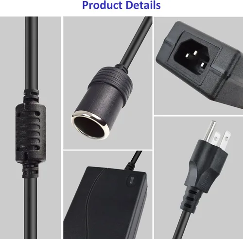 Miniatura 3 de Convertidor de 110 V a 12 V 6A 72 W AC a CC, adaptador de encendedor de cigarrillos para automóvil a enchufe de pared para compresor de aire