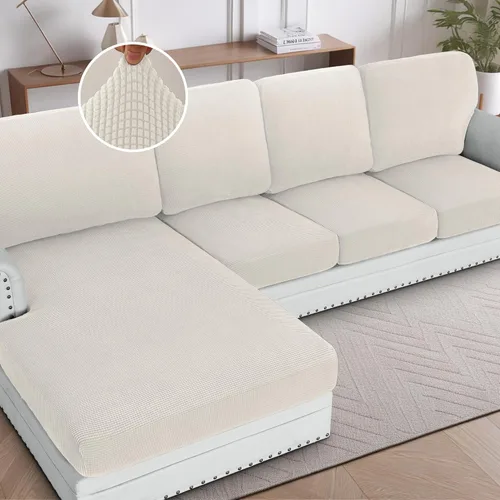 Miniatura 50 de H.VERSAILTEX Fundas para sofá seccional, 4 piezas, fundas de cojín de asiento de sofá en forma de L, fundas de cojín separadas para chaise longue