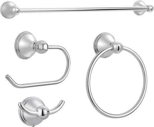 Miniatura 8 de FILTA Juego de accesorios de baño de níquel cepillado, juego de 4 toallas con toallero de 18 o 24 pulgadas Cromo pulido