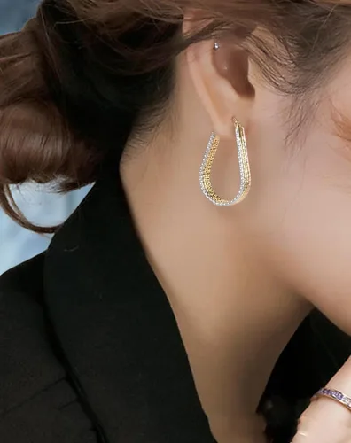 Miniatura 5 de Aretes de aro de oro de moda para mujer, aretes de aro hipoalergénicos, aretes de oro de moda para mujer, aretes de aro de oro perfectos, idea