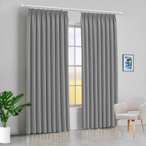 Miniatura 17 de 100% poliéster, panel de cortina de ventana de doble pellizco, con aislamiento térmico (negro, 57.9 x 72.0 in, 1 panel)