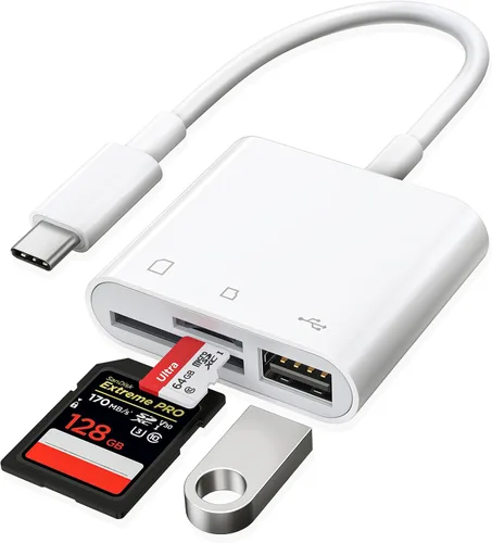 RayCue Lector de tarjetas SD USB-C - Lector de tarjetas tipo C a SD/MicroSD para iPhone 15/iPad/Mac/Laptop, iMac/iPad Pro/Air/Mini, MacBook Pro/Air,
