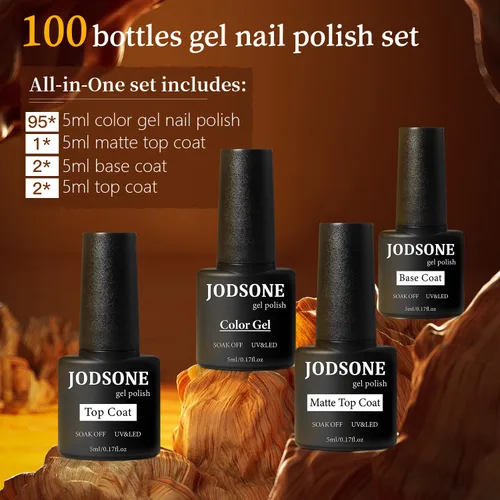 Miniatura 2 de JODSONE - Juego de 100 esmaltes de uñas de gel (5 ml cada uno) con capa base que no se limpia, capa de base que se borra y capa superior mate