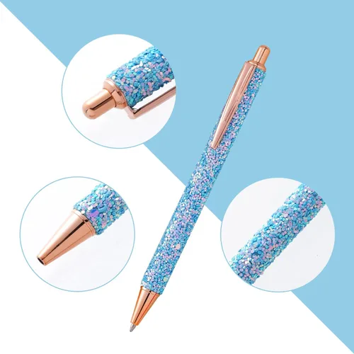 Miniatura 4 de jiebor 11 bolígrafos de fantasía con purpurina, bonitos y divertidos, de metal, retráctiles, para mujeres, escritura, negocios, oficina, suministros