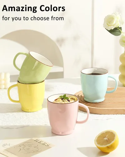 Miniatura 3 de Taza de café verde, taza de café de 16.5 onzas, apta para lavavajillas, taza de té de cerámica con mango grande, taza de café grande para café