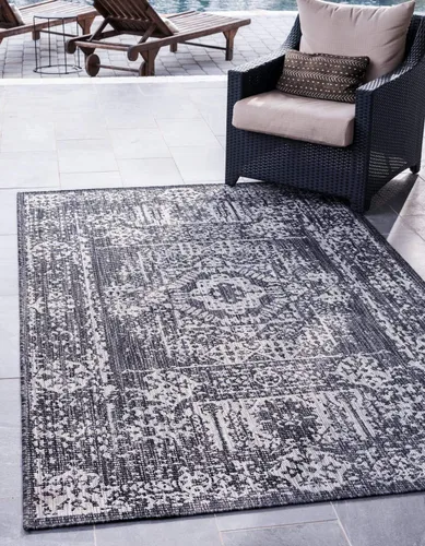 Miniatura 14 de Unique Loom Alfombra de la colección tradicional para exteriores, desgastada durante el tiempo (octágono de 5 pies y 3 pulgadas, azul/gris)