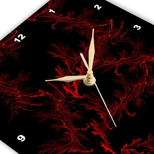Miniatura 2 de 3dRose Reloj de pared silencioso - 15 pulgadas - Líneas rojas abstractas sobre fondo negro - Arte digital por Brandi - Venas