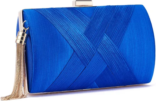 WEIMZC Bolso de mano para mujer, bolso de noche con flecos, bolso de noche para fiesta, boda, bolso de mano con cadena, bolso cruzado
