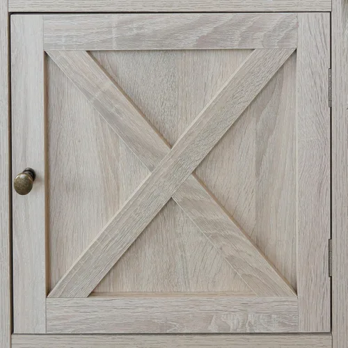 Miniatura 7 de Rainbow Sophia Mesita de noche, mesita de noche de granja con gabinete y estantes, 18 x 18 x 24 pulgadas, roble blanco