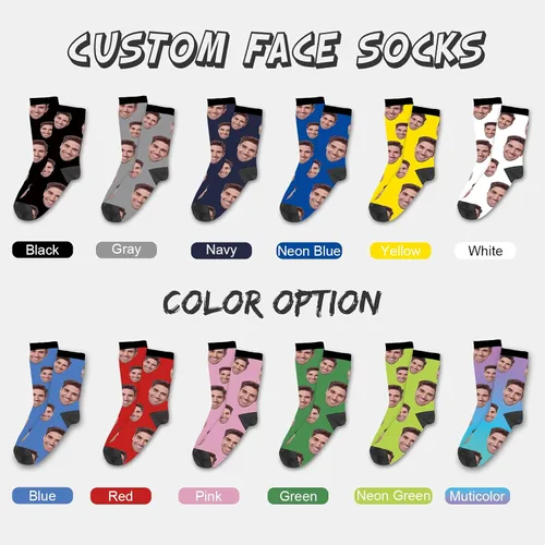 Miniatura 33 de Yofair Calcetines personalizados con foto – Calcetines divertidos personalizados con imagen – Regalos de Navidad personalizados para hombres
