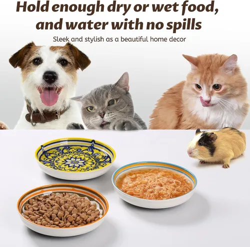Miniatura 5 de Cuencos Antideslizantes para Gatos, Juego de Cuencos de Cerámica para Comida de Gatos con Base de Silicona, Platos para Gatos, Lindos Platos
