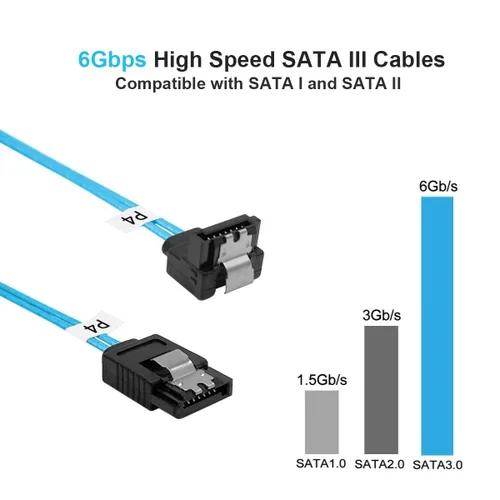 Miniatura 4 de ADCAUDX Cable SATA-III: 1.6 ft, paquete de 5 cables de datos SATA de 90 grados en ángulo recto a ángulo de 6 Gbps para disco duro, computadora, SDD