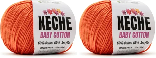 Miniatura 40 de Keche Hilo de algodón, 60% algodón, 40% hilo acrílico, hilo de algodón suave para crochet y tejer, hilo amigurumi, 1 madeja/bola, 1.76 onzas (50g)