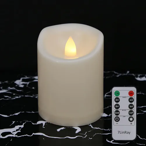 Miniatura 17 de Velas sin llama de 3" x 5" pulgadas para exteriores que funcionan con baterías, con control remoto y temporizador, velas LED parpadeantes de pilar 1