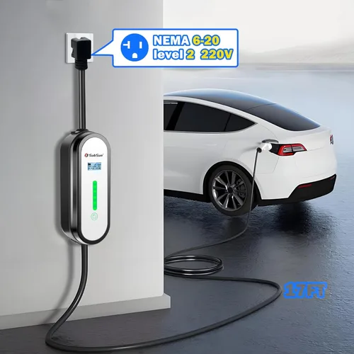 Miniatura 2 de Cargador EV Nivel 1 Nivel 2 16 Amp 110-240 V, Cable de 17 pies, Cargador Eléctrico Portátil para Vehículos con NEMA5-15P y Enchufe 6-20 Compatible