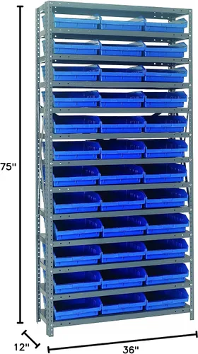Miniatura 34 de Quantum QSBU-245BK Heavy Duty Shelving Unit with (7) Shelves and (24) QUS245 Black Bins for Garage Warehouse Storage Distribution 400 lb Load