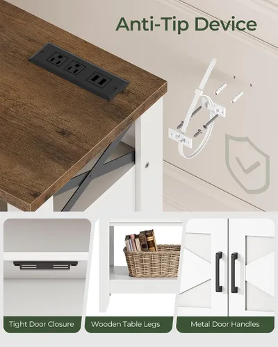 Miniatura 8 de CHOEZON Mesa consola, mesa de sofá de granja con toma de corriente, gabinete de barra de café con almacenamiento, mesa de entrada, mesa de bar